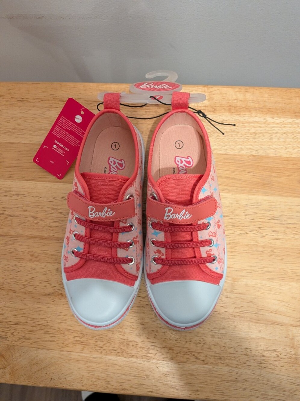 Barbie Coral Pink Low-Top Kids Sneakers with Playful Print